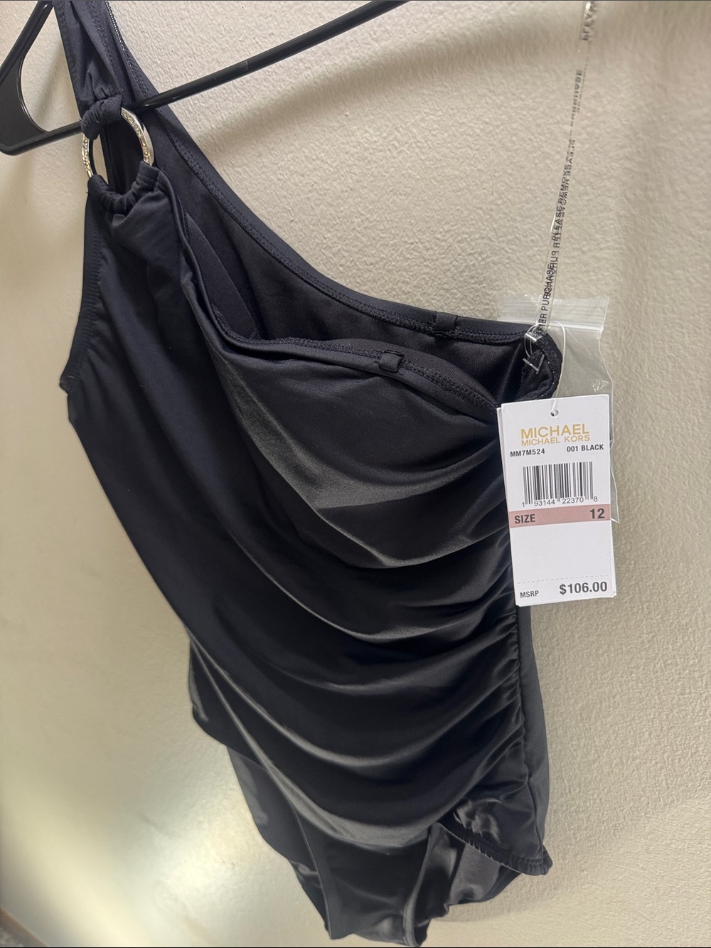 Michael Kors Black One-Shoulder Girls One-Piece Swimsuit - Picture 2 of 8